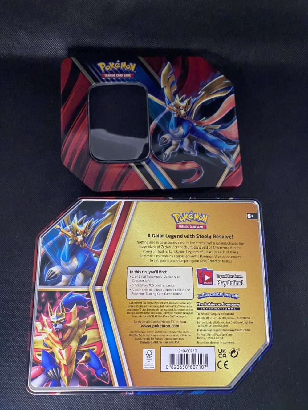 Empty Pokemon Legends of Galar Tin Zacian Storage Container